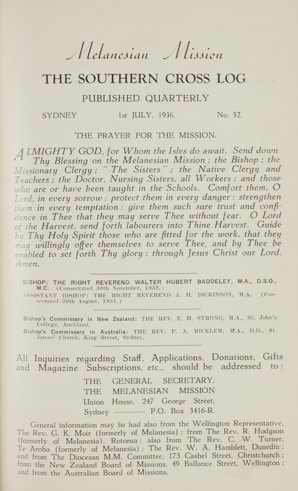 Southern Cross Log: Issue 52, July 1936