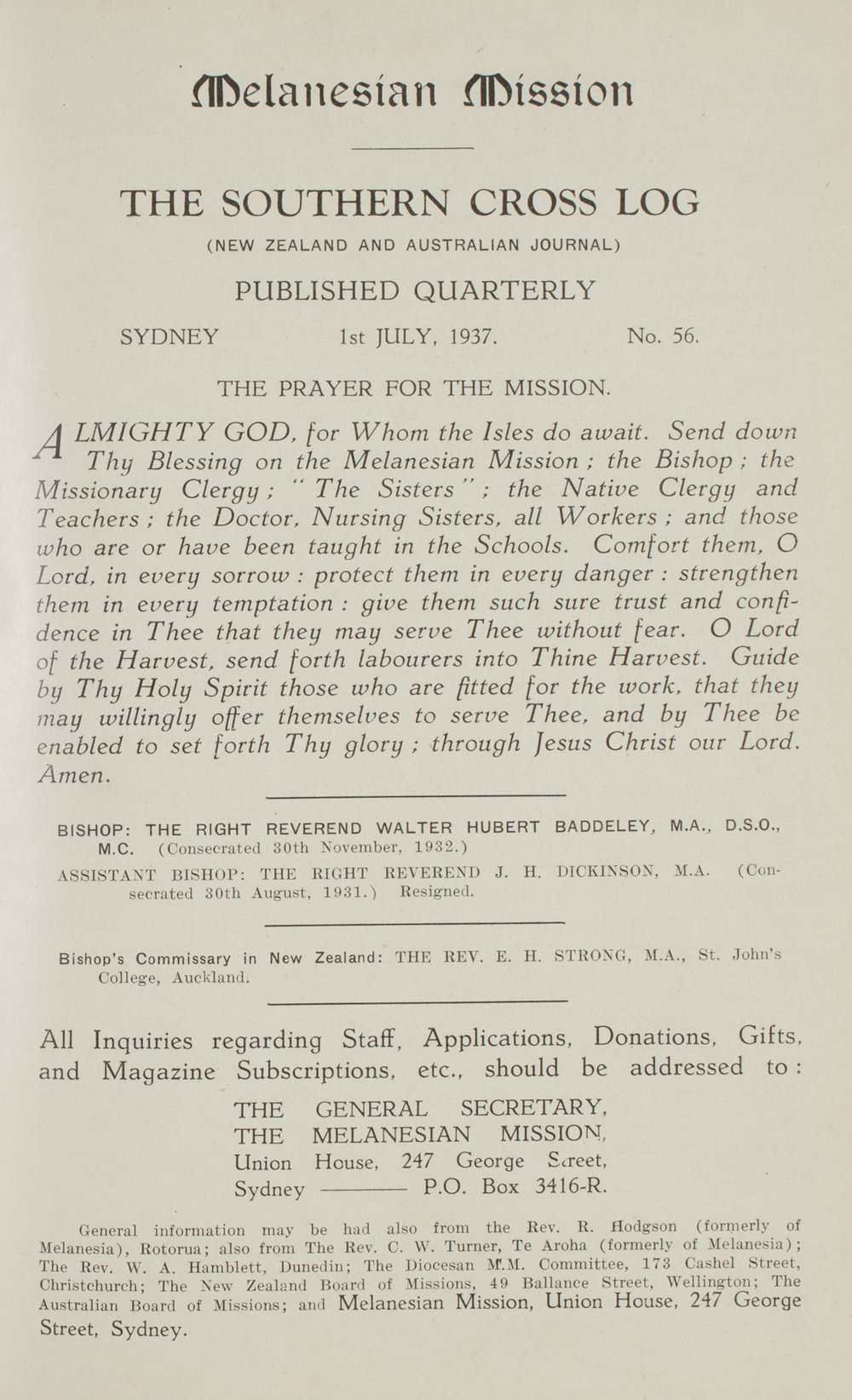 Southern Cross Log: Issue 56, July 1937