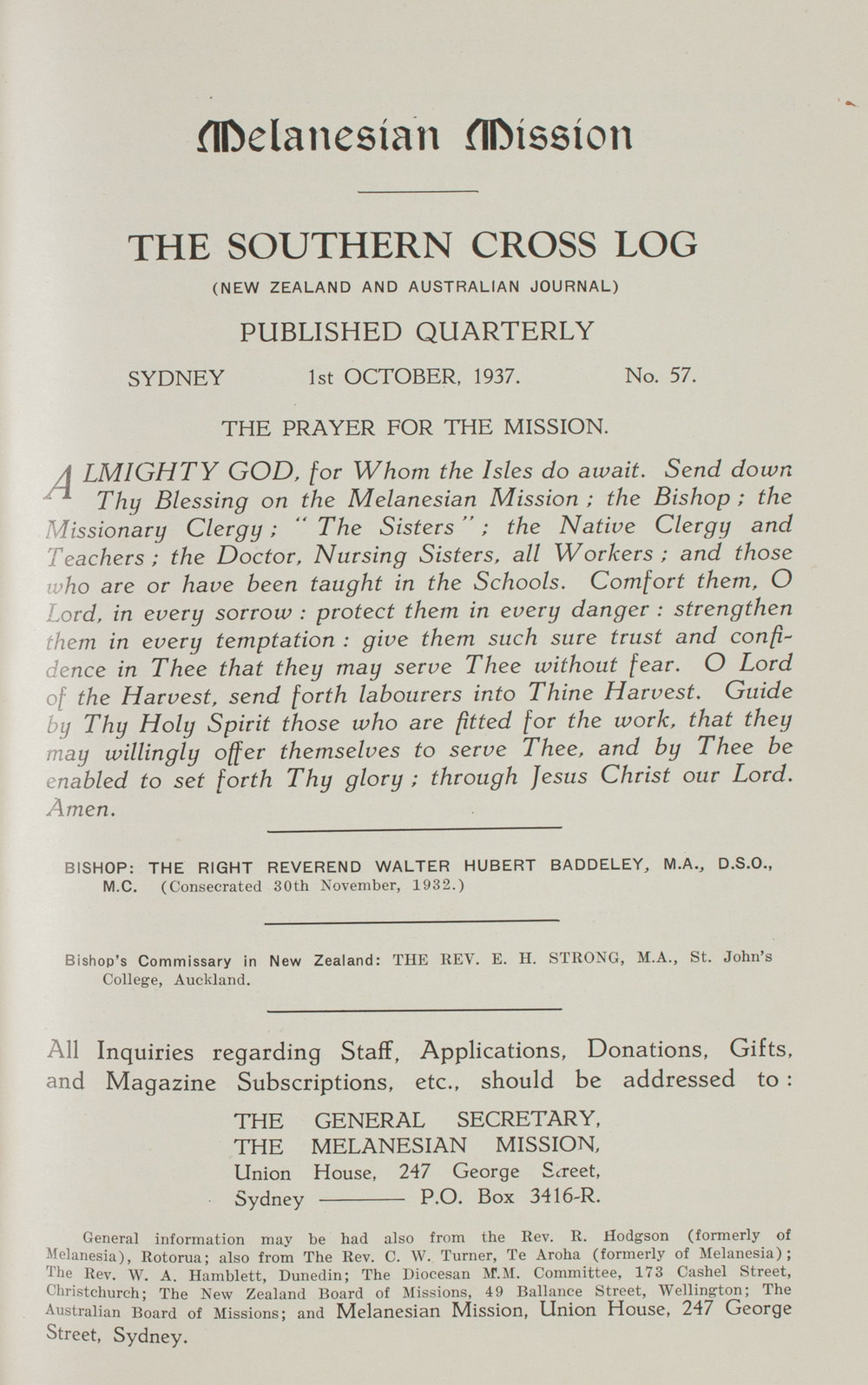 Southern Cross Log: Issue 57, October 1937