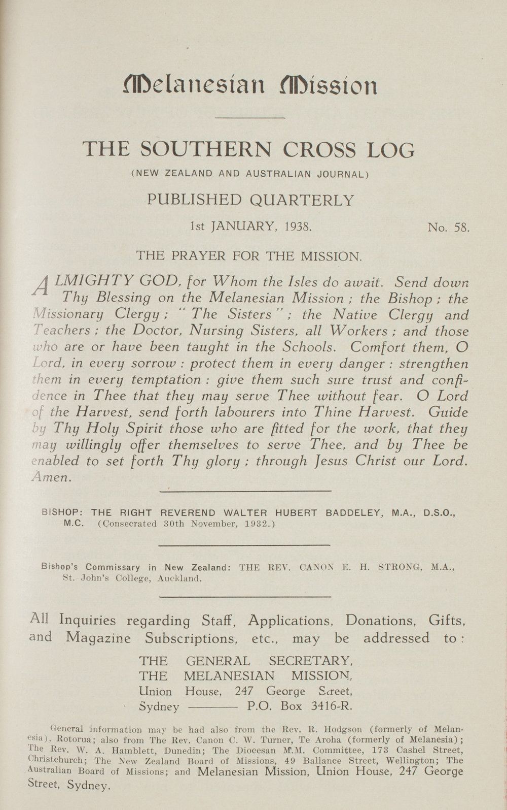 Southern Cross Log: Issue 58, January 1938