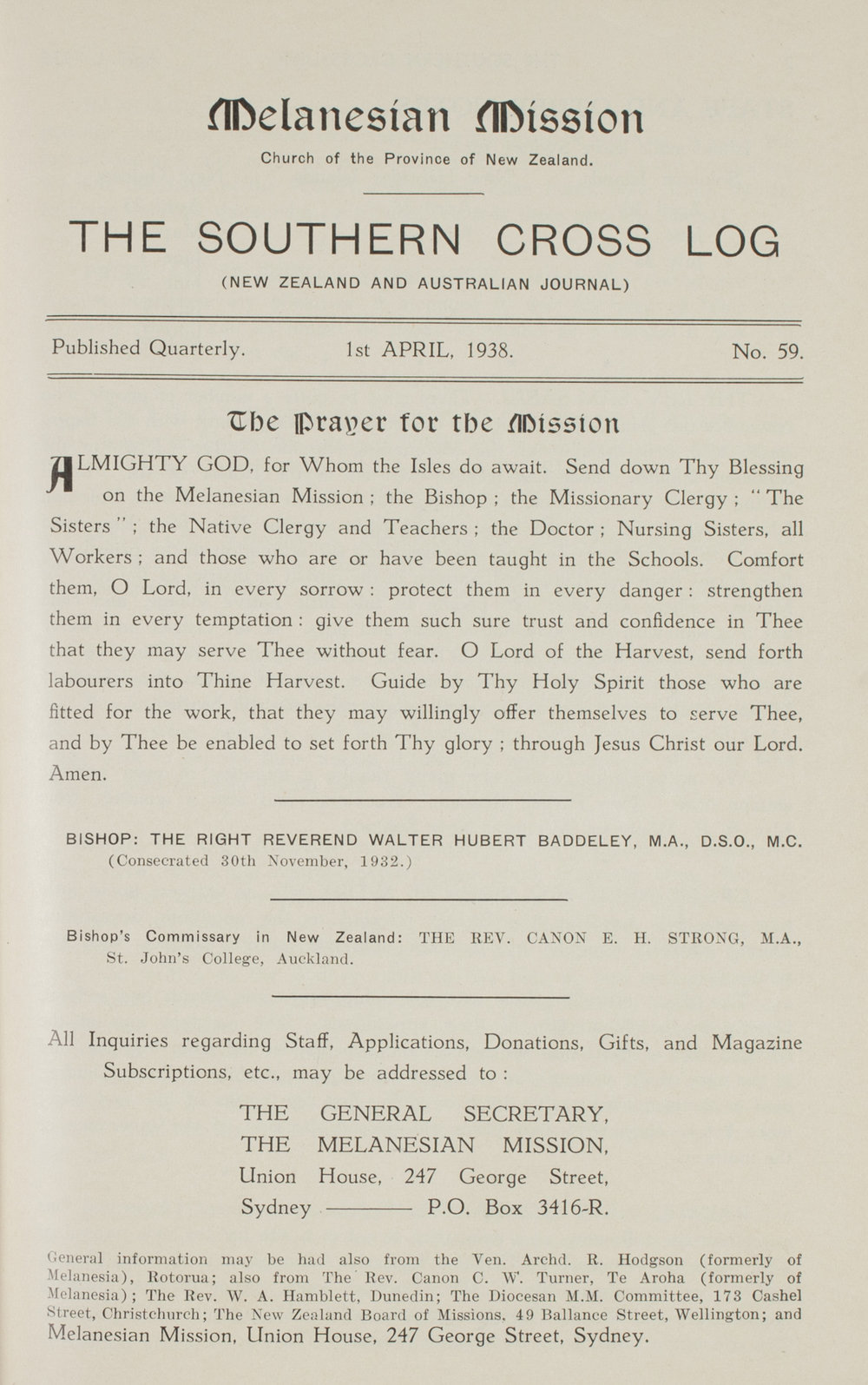 Southern Cross Log: Issue 59, April 1938