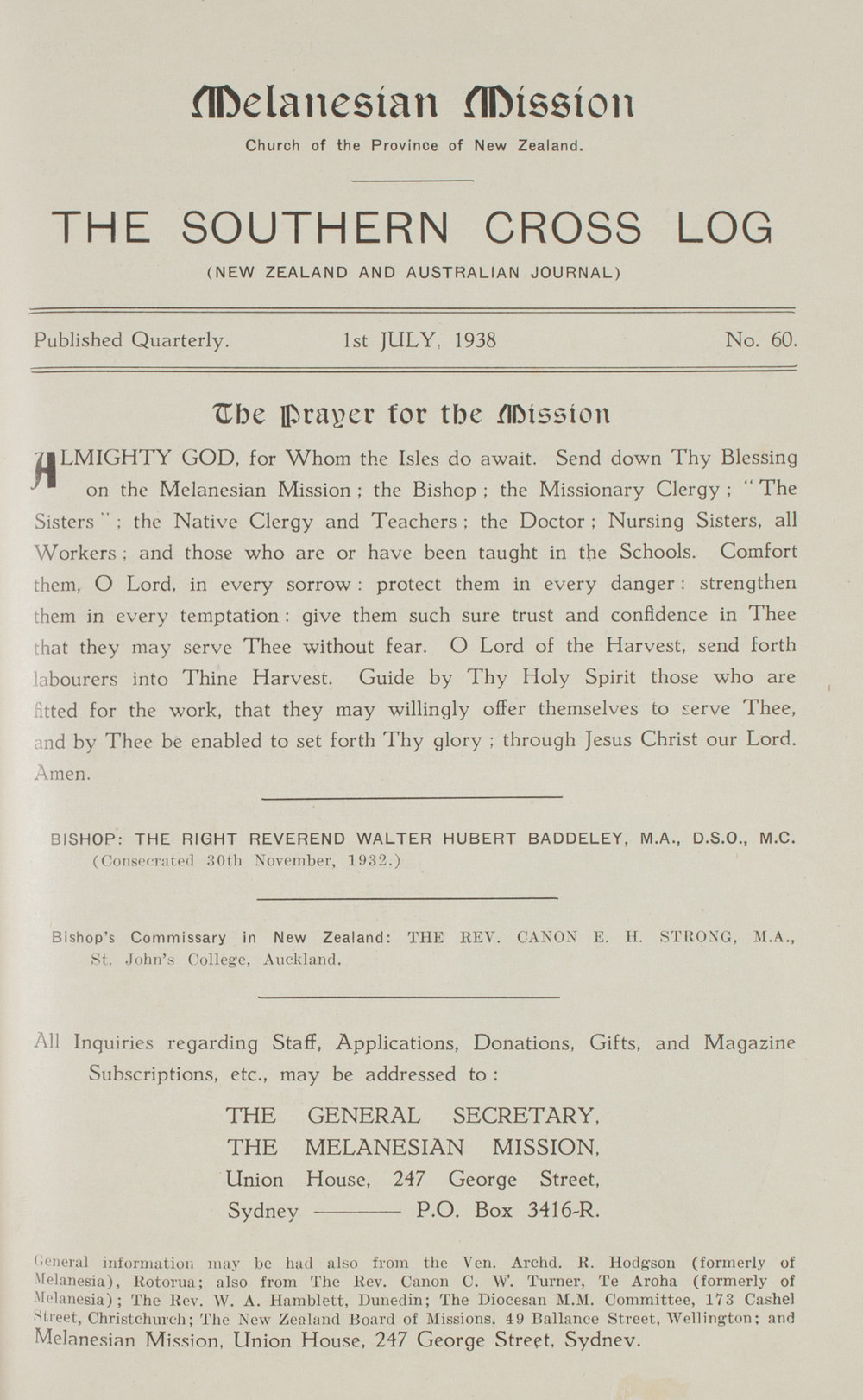 Southern Cross Log: Issue 60, July 1938