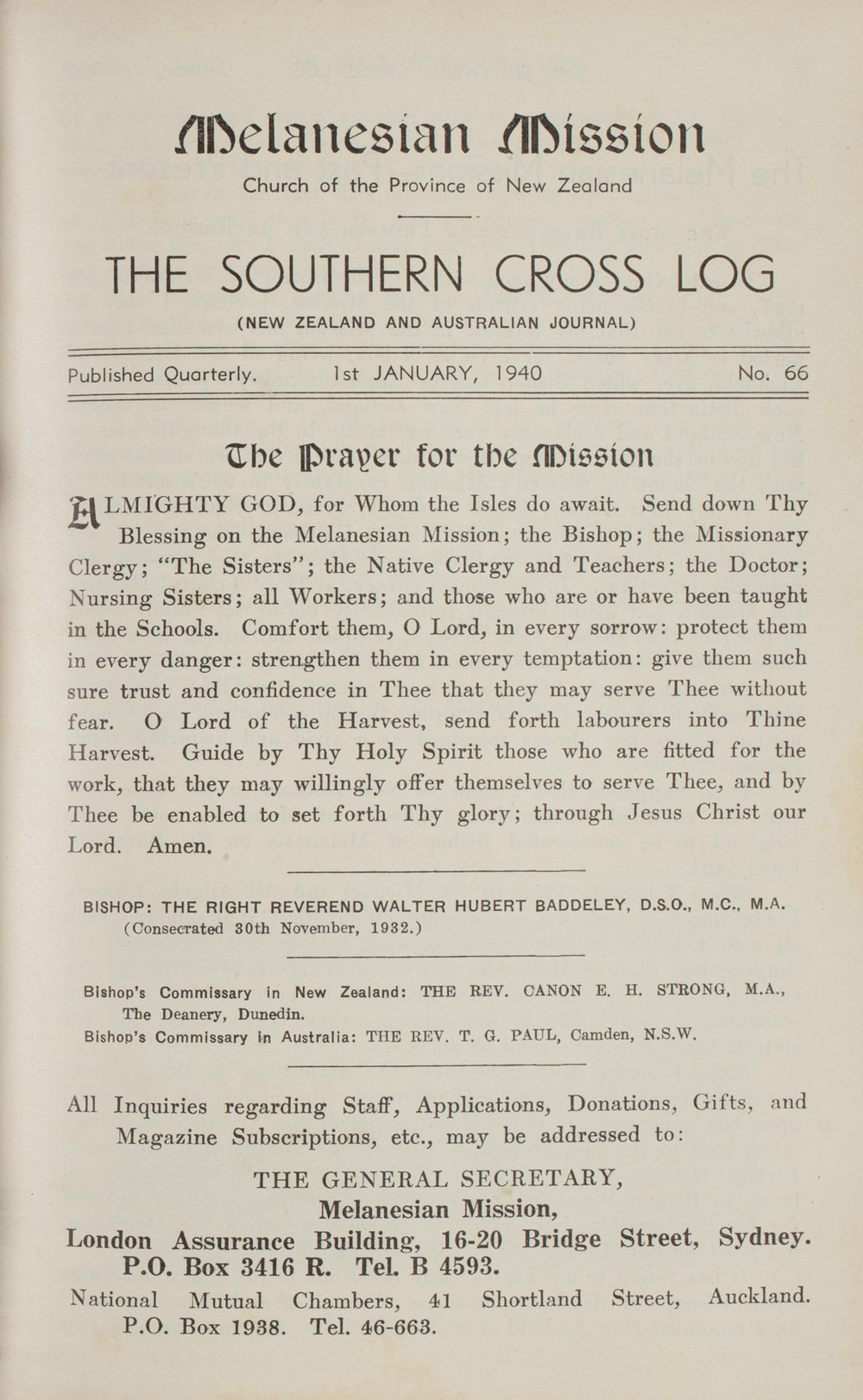 Southern Cross Log: Issue 66, January 1940