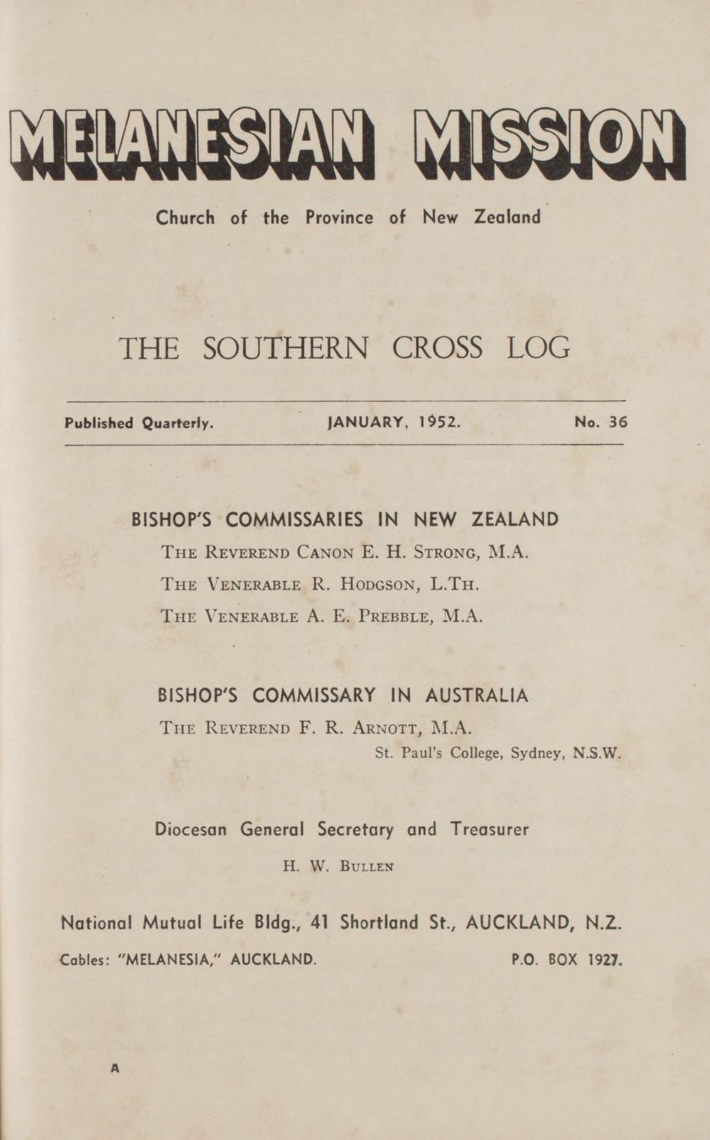 Southern Cross Log: Issue 36, January 1952