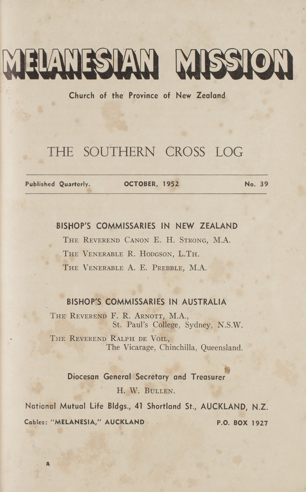 Southern Cross Log: Issue 39, October 1952