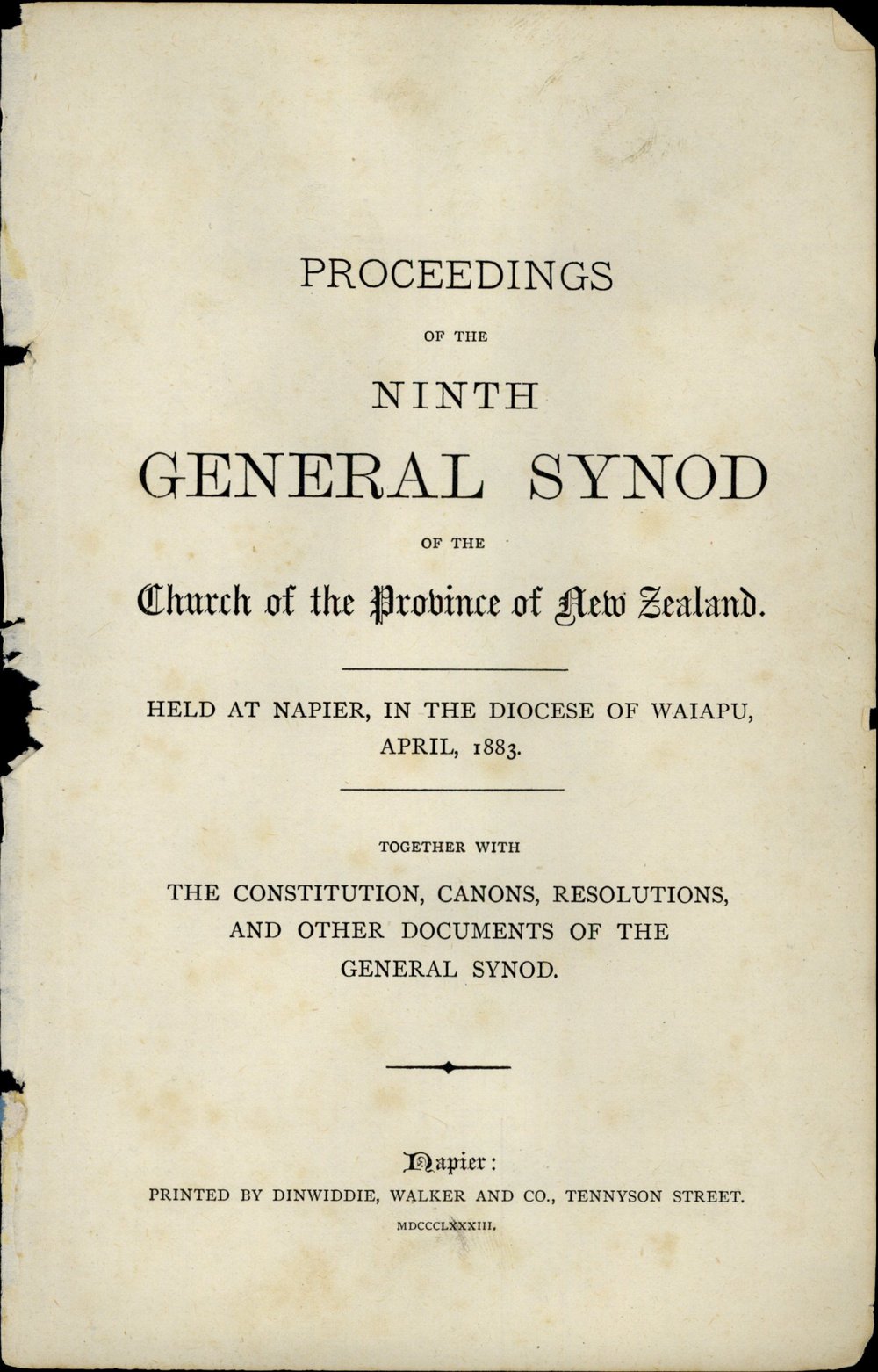 Proceedings of the General Synod:  9th General Synod, 1883