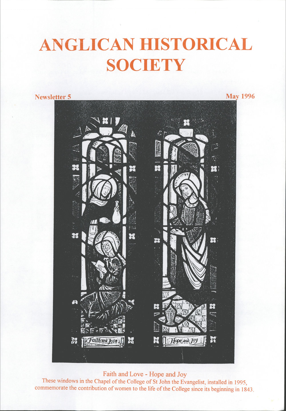Anglican Historical Society: May 1996 - Newsletter 05