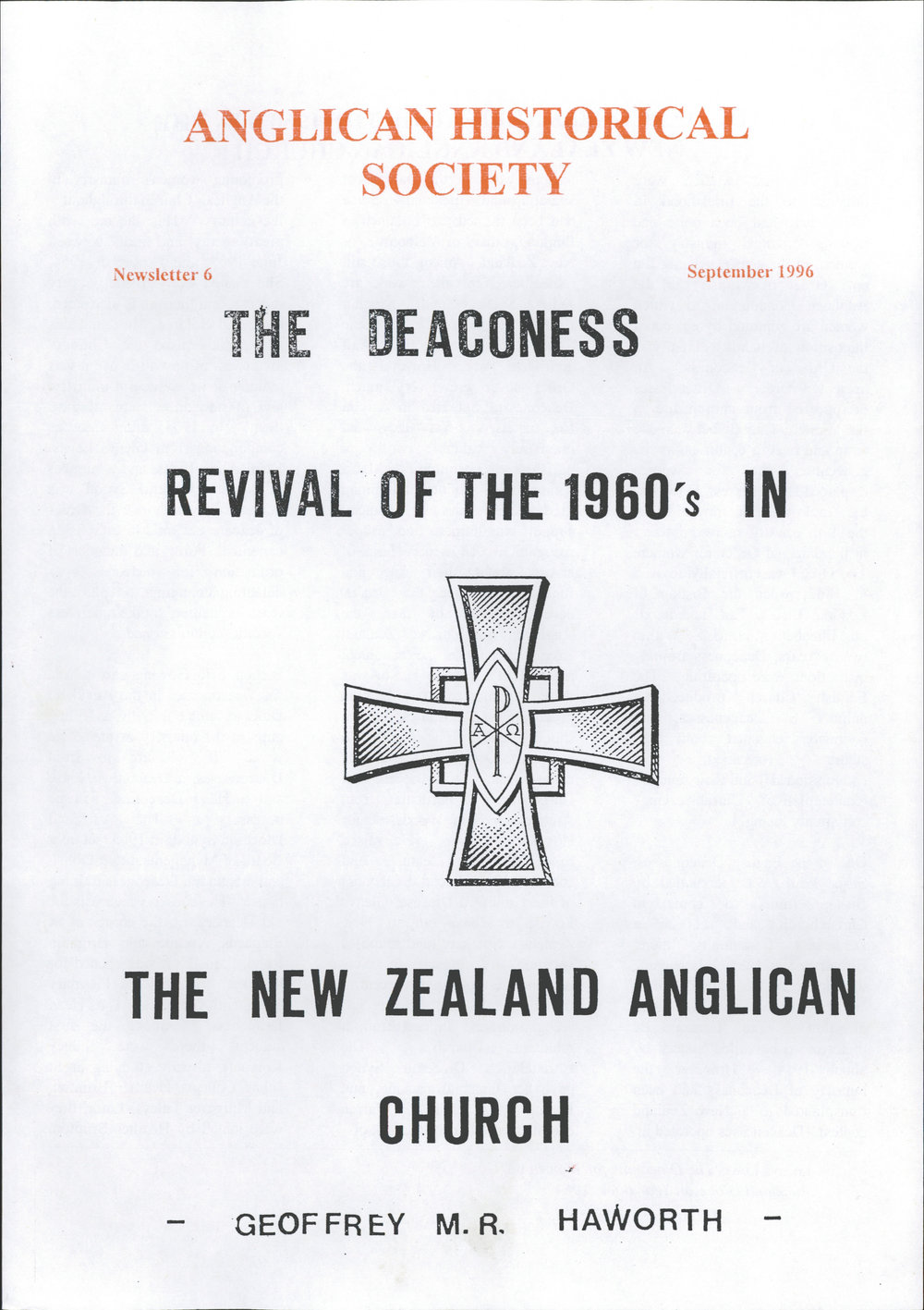 Anglican Historical Society: September 1996 - Newsletter 06