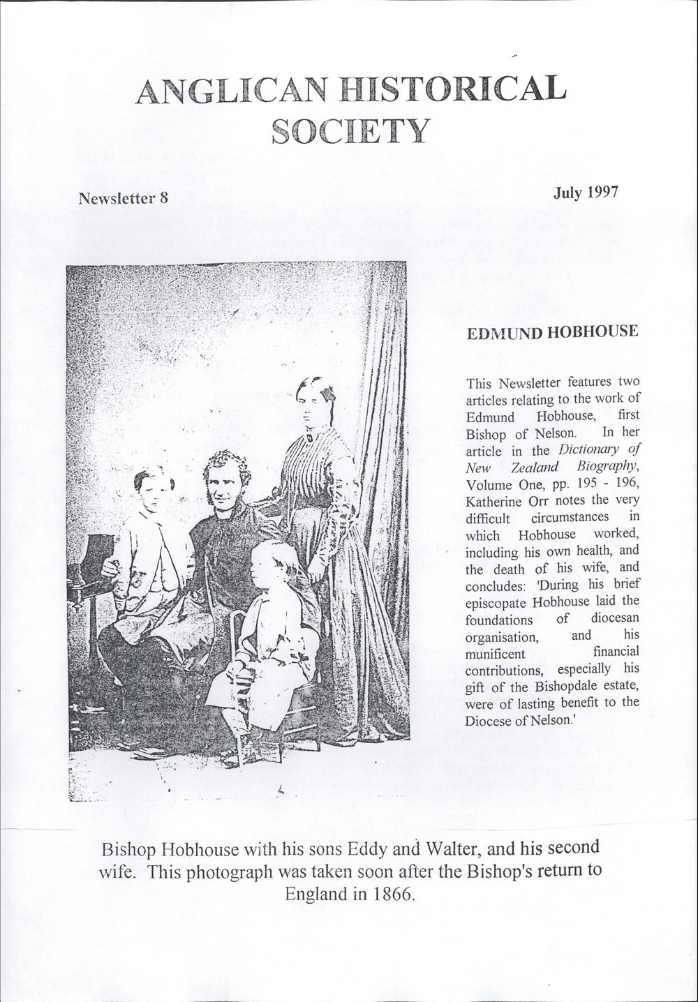 Anglican Historical Society: July 1997 - Newsletter 08