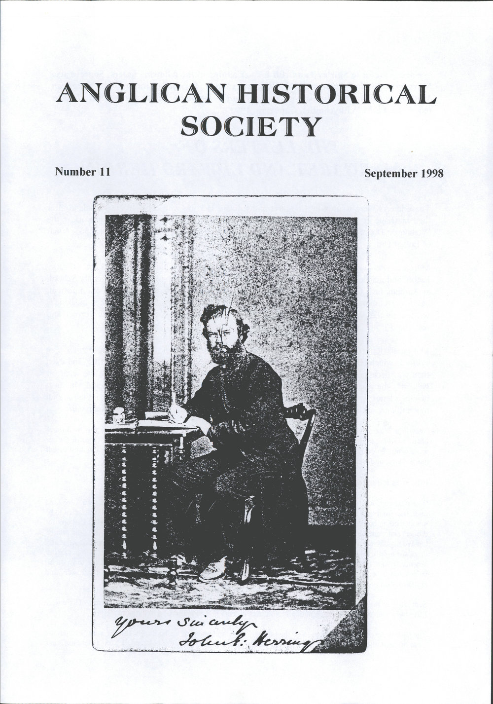 Anglican Historical Society: September 1998 - Newsletter 11