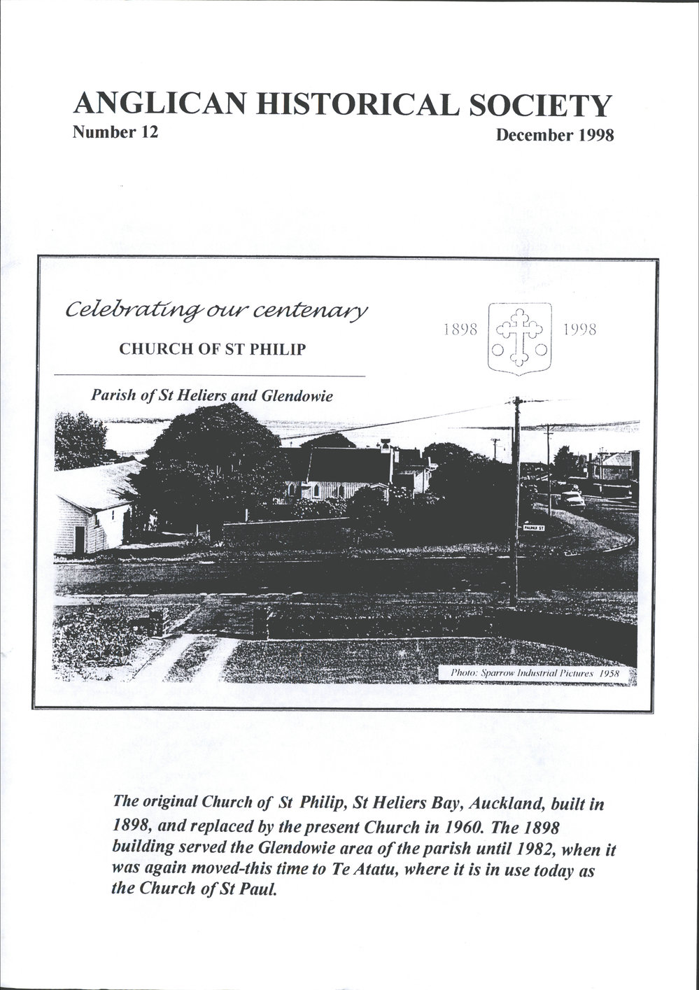 Anglican Historical Society: December 1998 - Newsletter 12