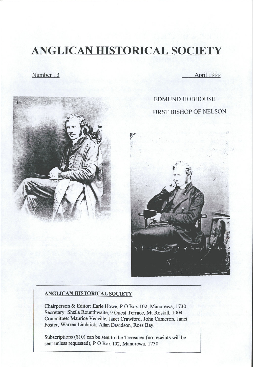 Anglican Historical Society: April 1999 - Newsletter 13