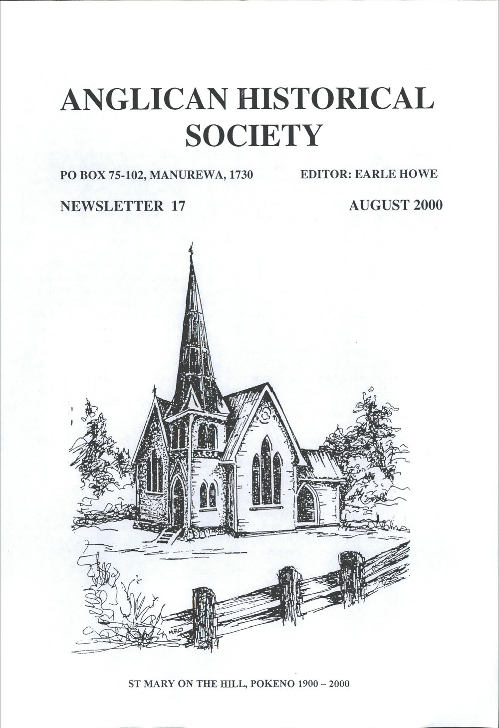 Anglican Historical Society: August 2000 - Newsletter 17