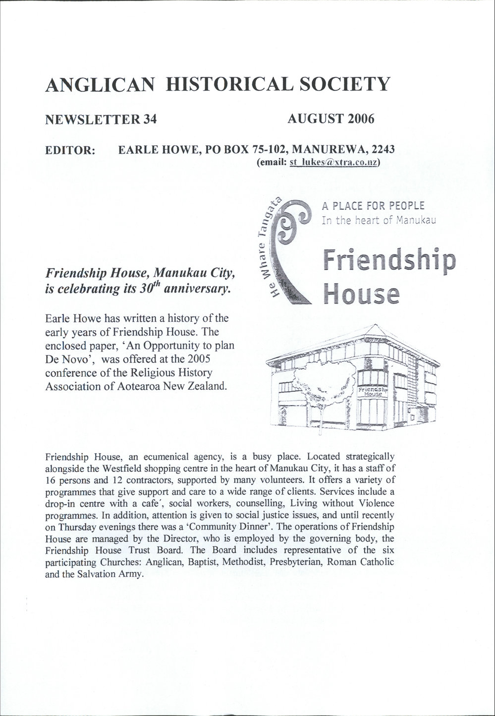 Anglican Historical Society: August 2006 - Newsletter 34