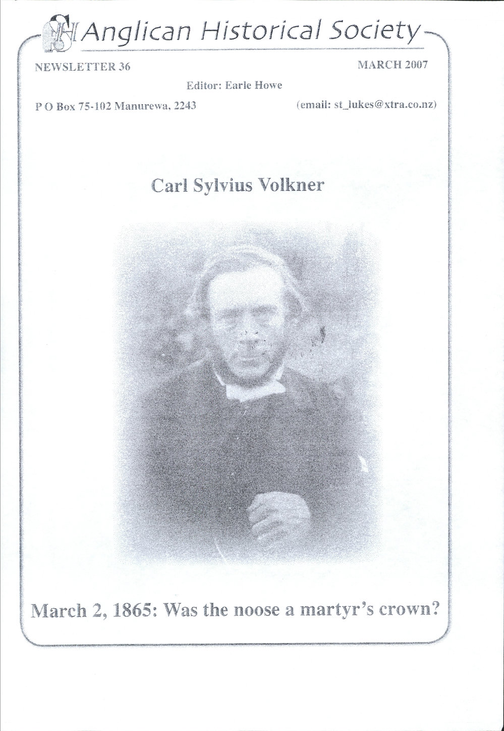 Anglican Historical Society: March 2007 - Newsletter 36