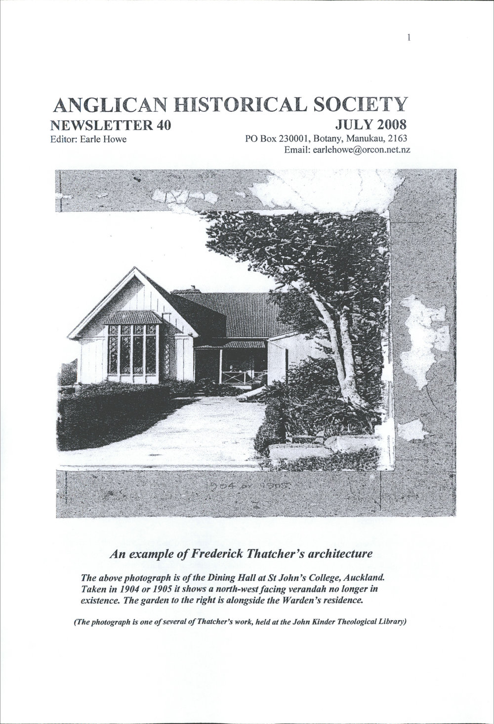 Anglican Historical Society: July 2008 - Newsletter 40