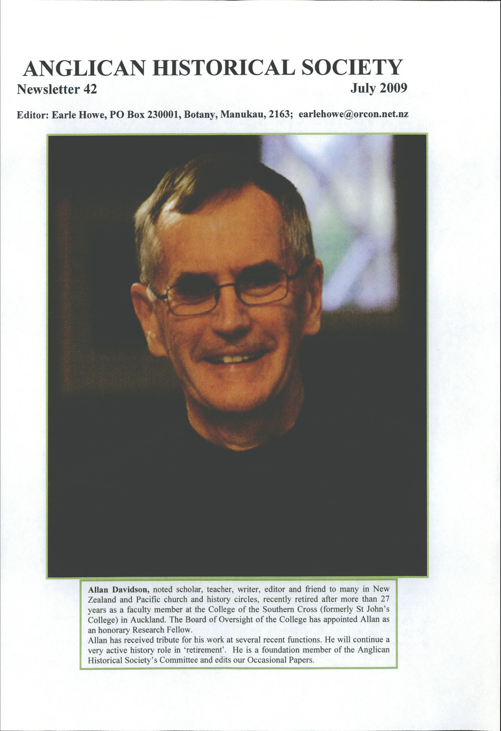 Anglican Historical Society: July 2009 - Newsletter 42