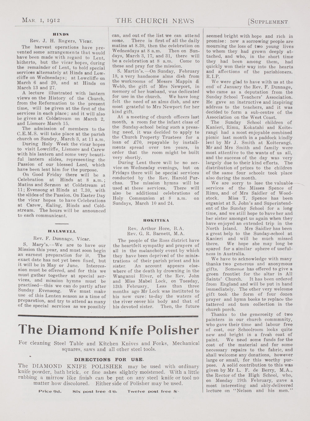 The Church News: Issue 2, March 1912 Supplement