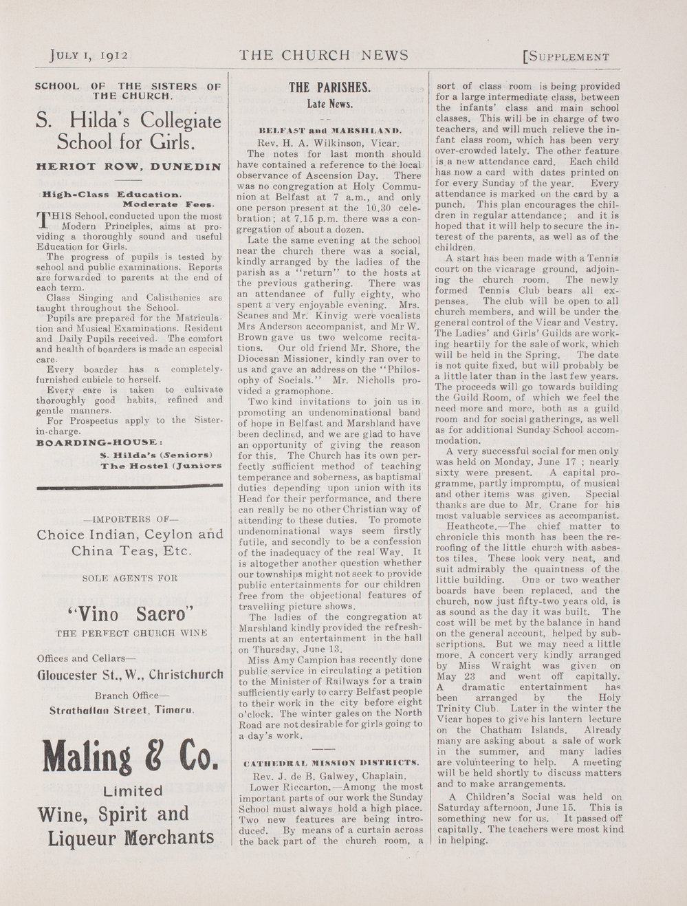 The Church News: Issue 7, July 1912 Supplement 2