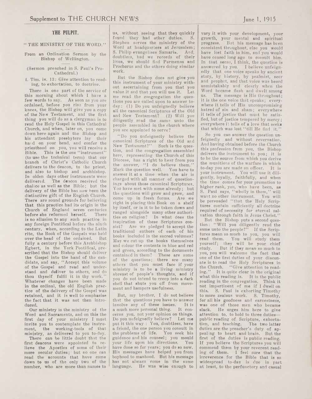 The Church News: Issue 6, June 1915 Supplement