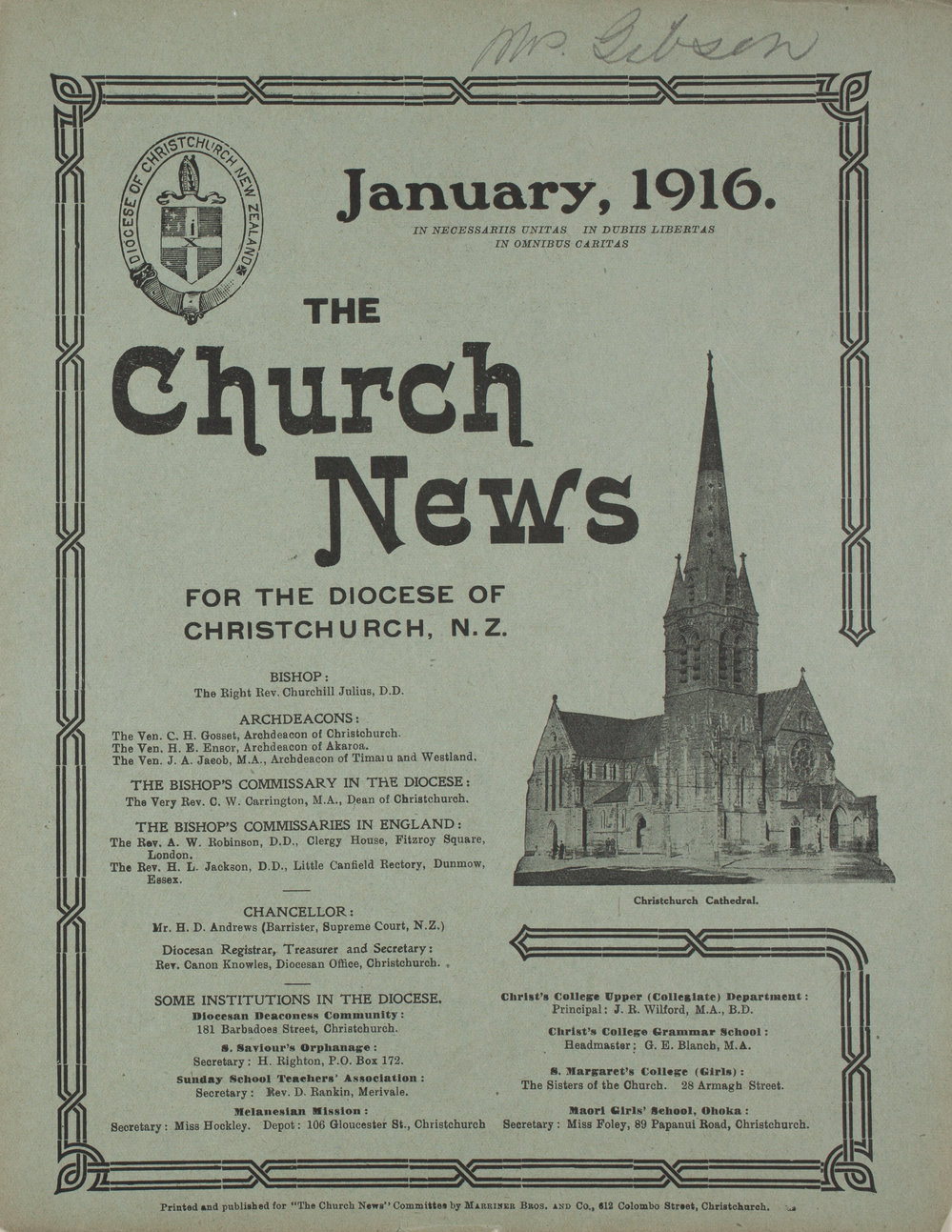 The Church News: Issue 1, January 1916