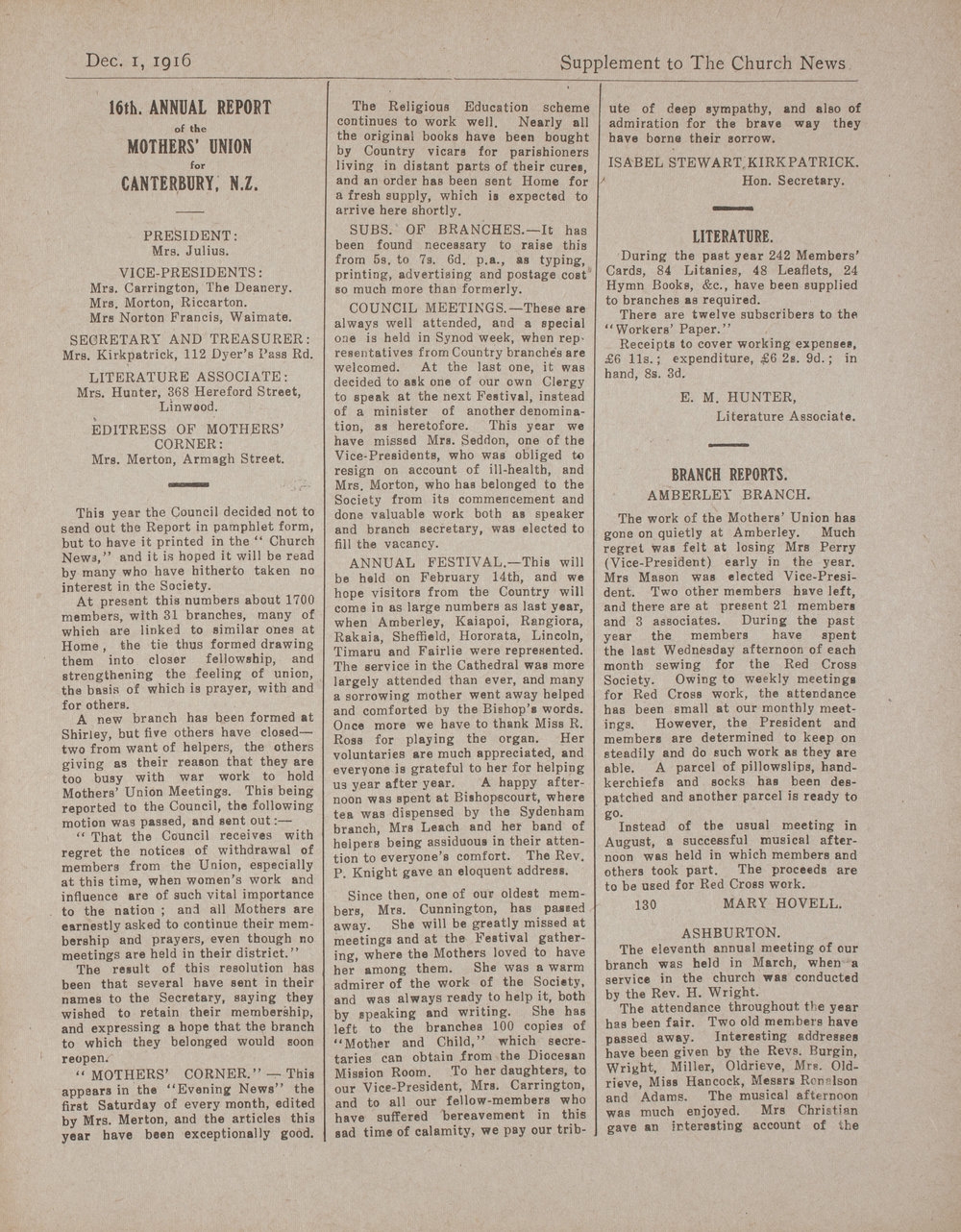 The Church News: Issue 12, December 1916 Supplement