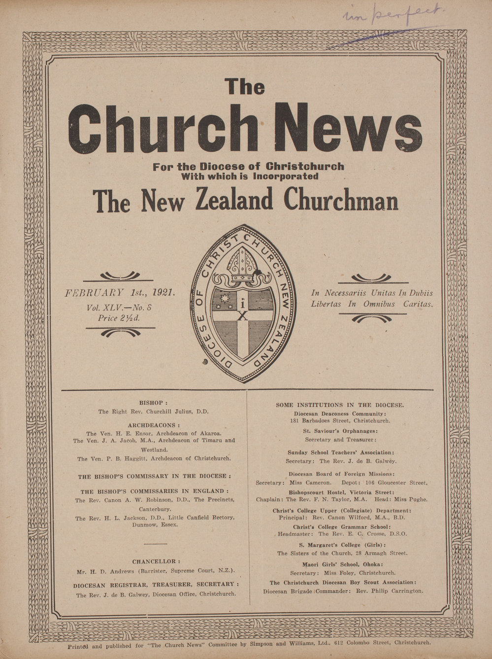 The Church News: Issue 8, February 1921