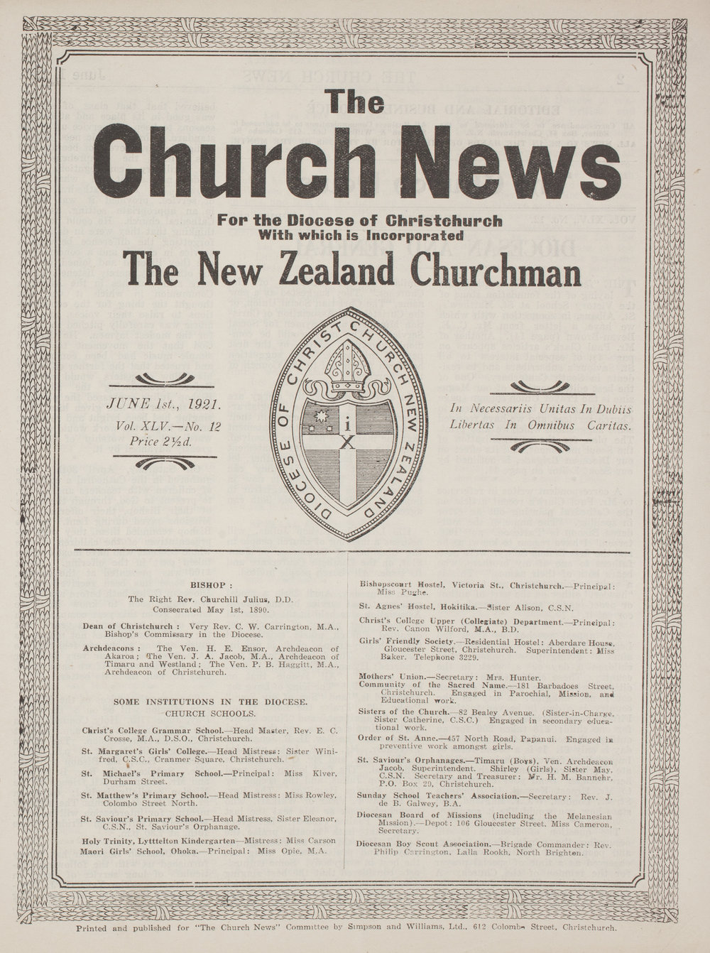 The Church News: Issue 12, June 1921