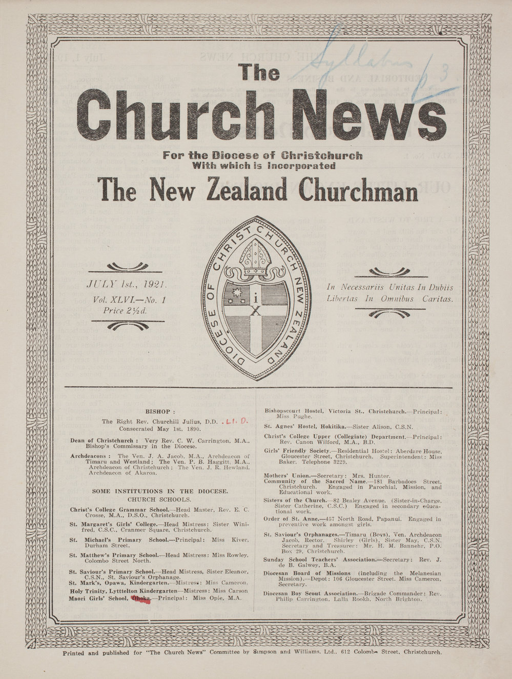 The Church News: Issue 1, July 1921