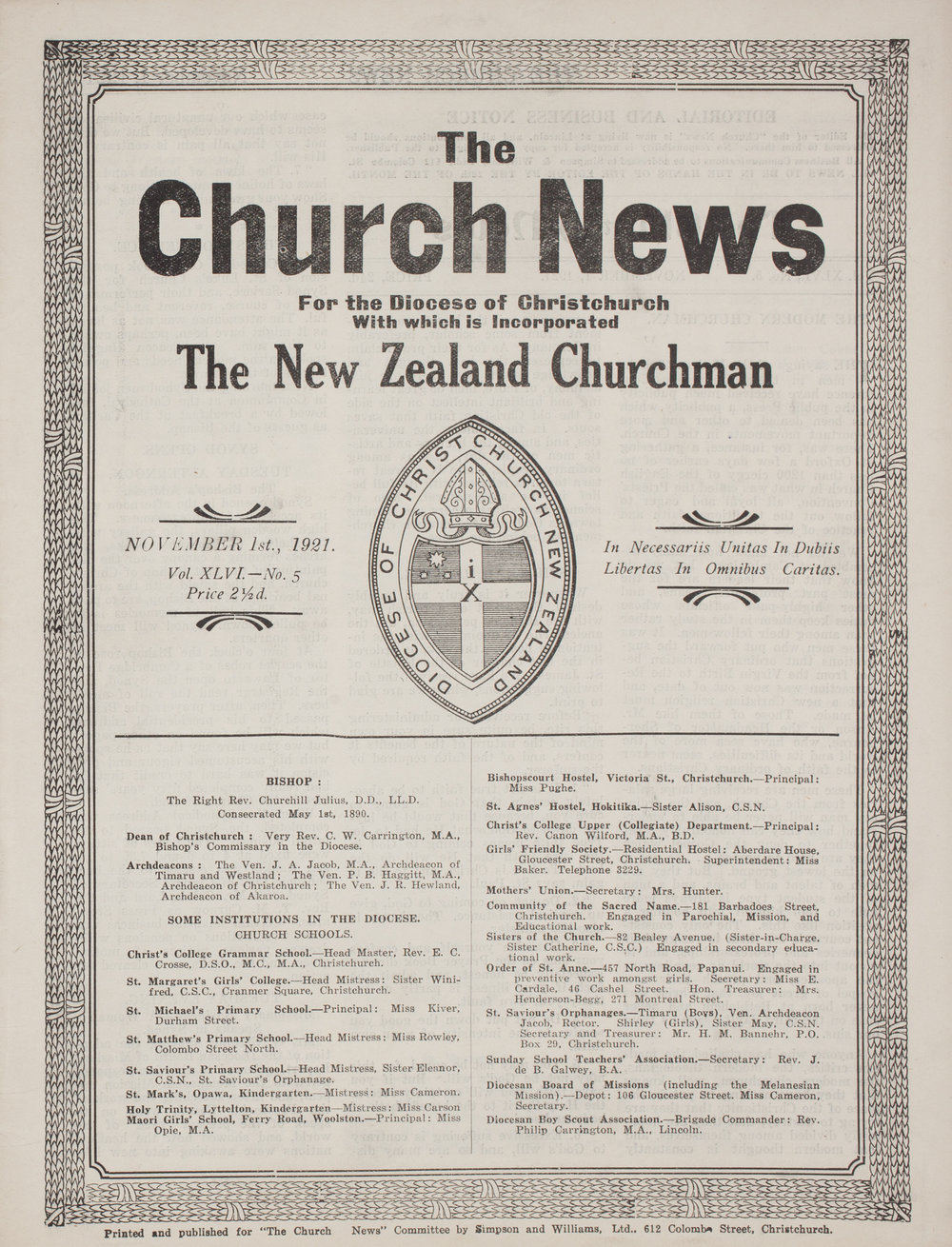 The Church News: Issue 5, November 1921