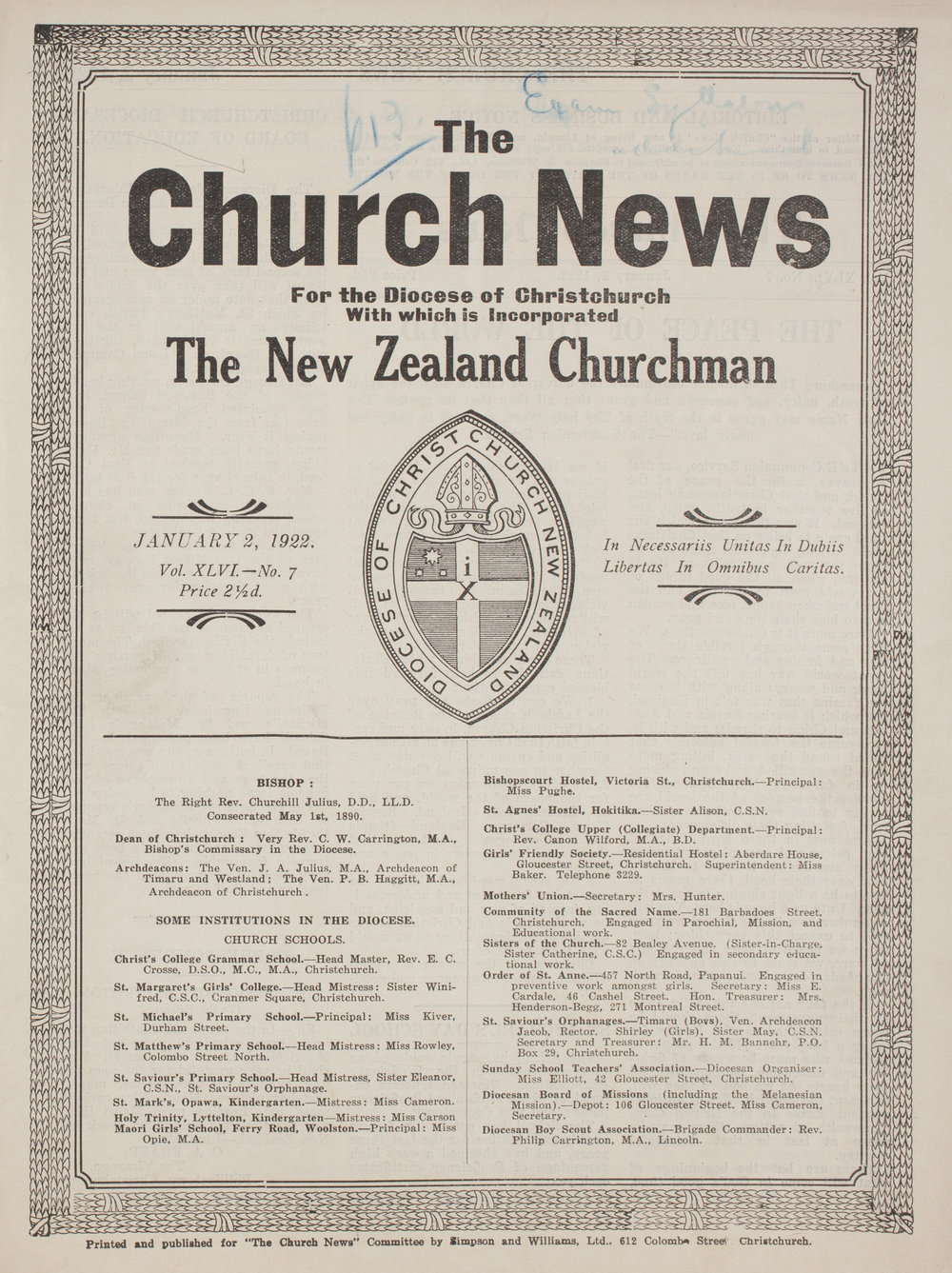 The Church News: Issue 7, January 1922