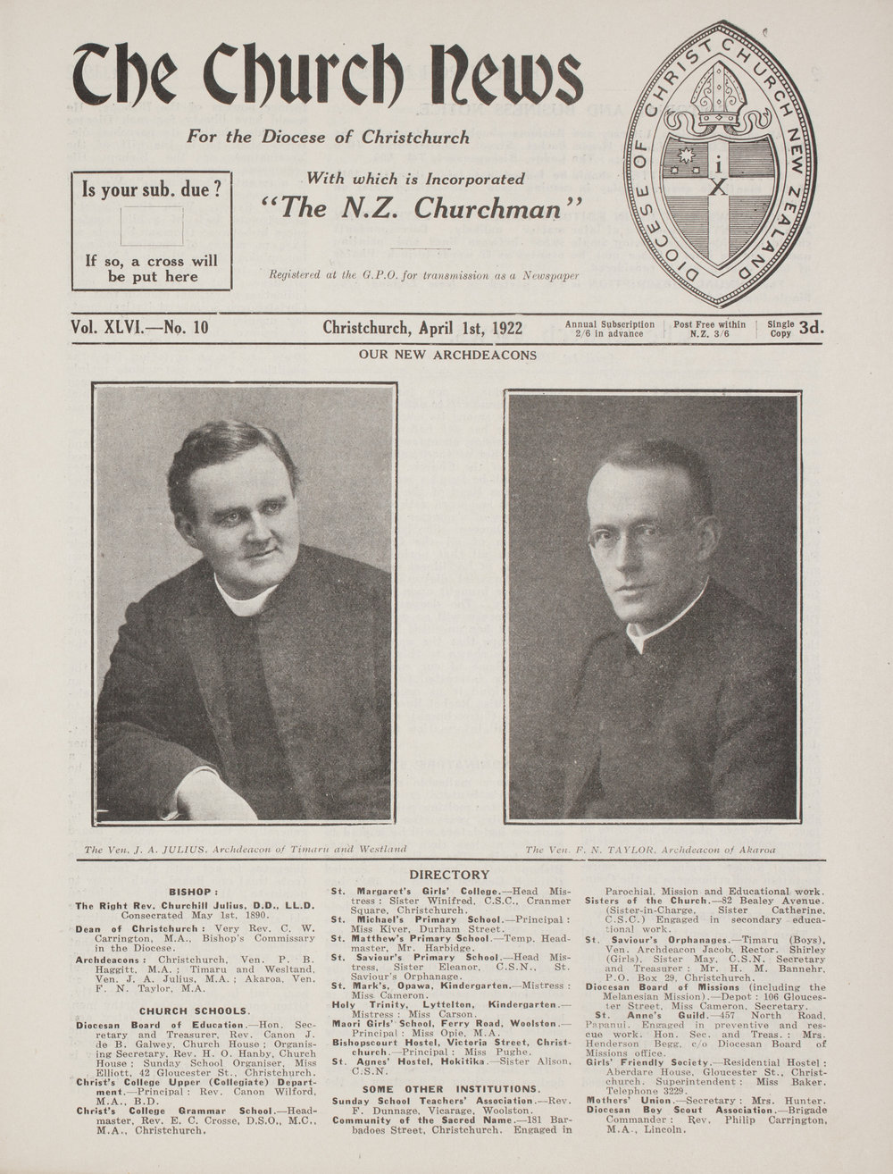The Church News: Issue 10, April 1922