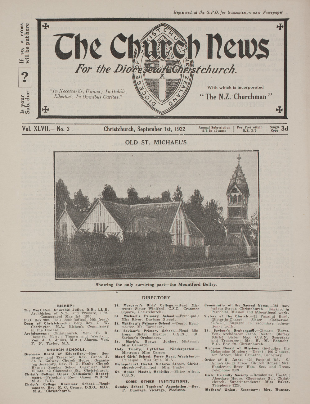 The Church News: Issue 3, September 1922
