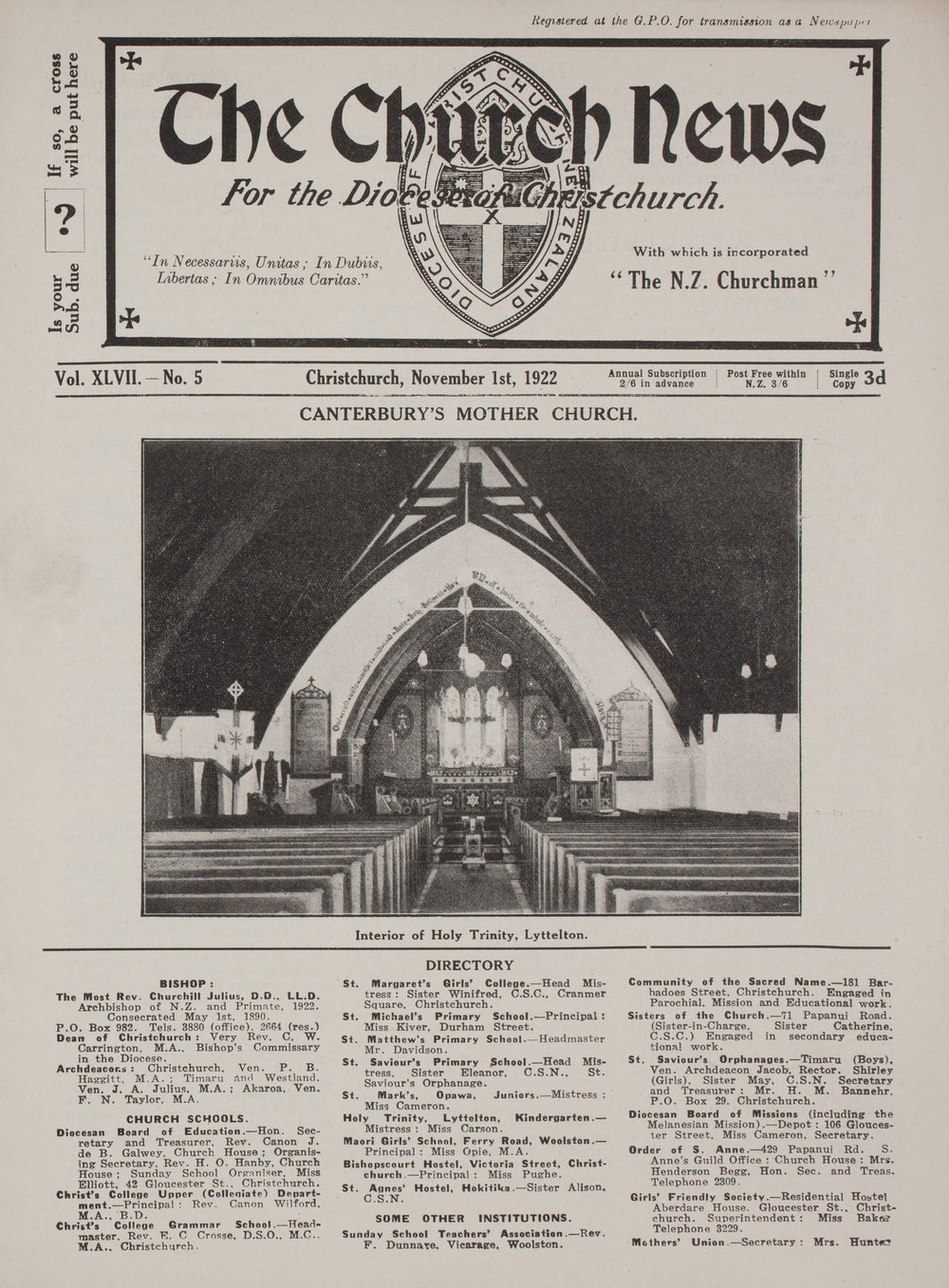 The Church News: Issue 5, November 1922