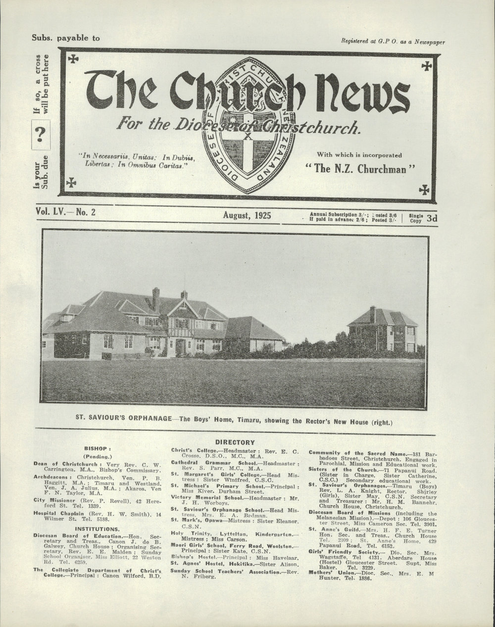 The Church News: Issue 2, August 1925