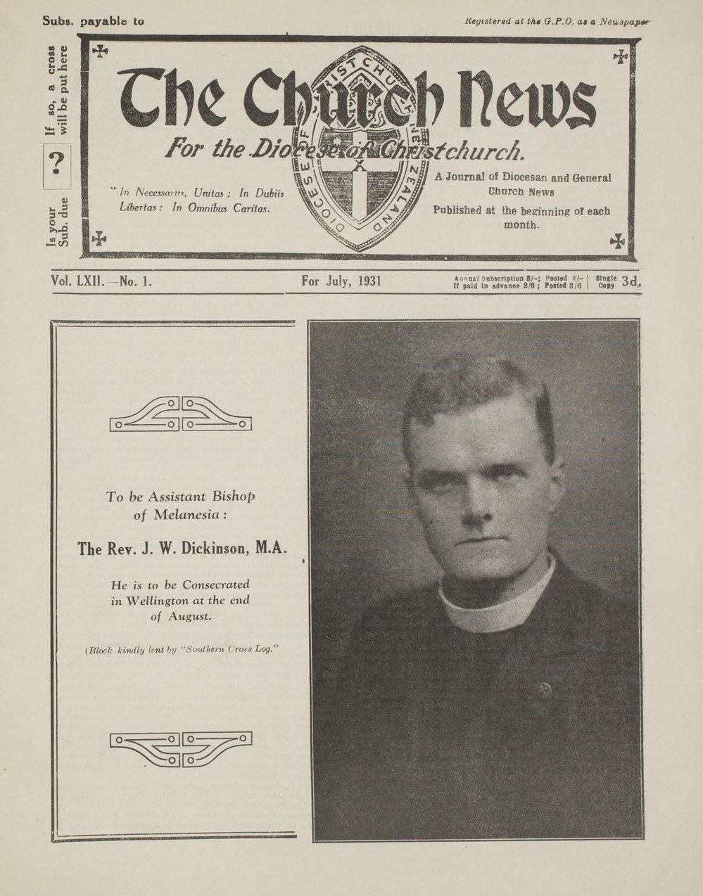 The Church News: Issue 1, July 1931