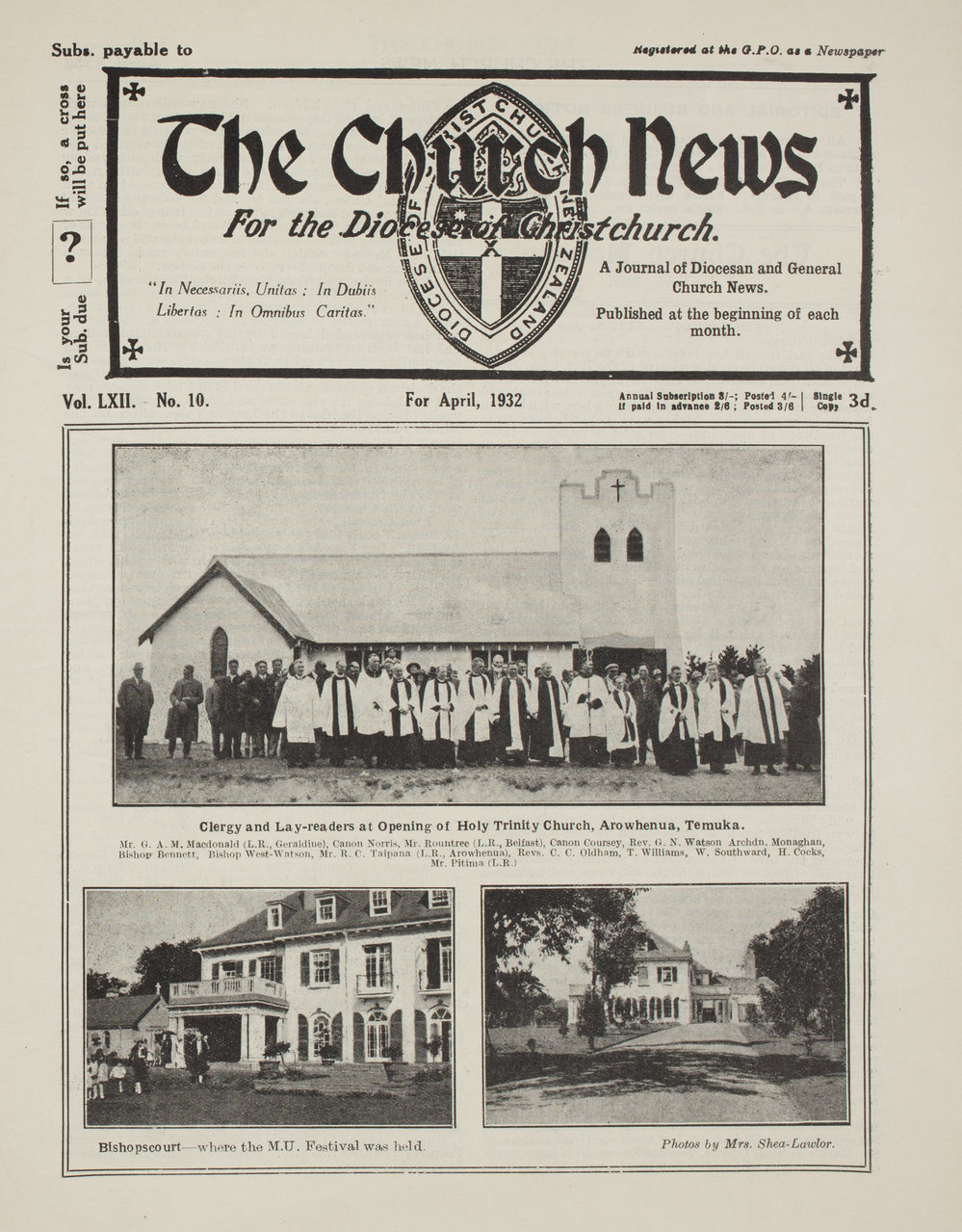 The Church News: Issue 10, April 1932