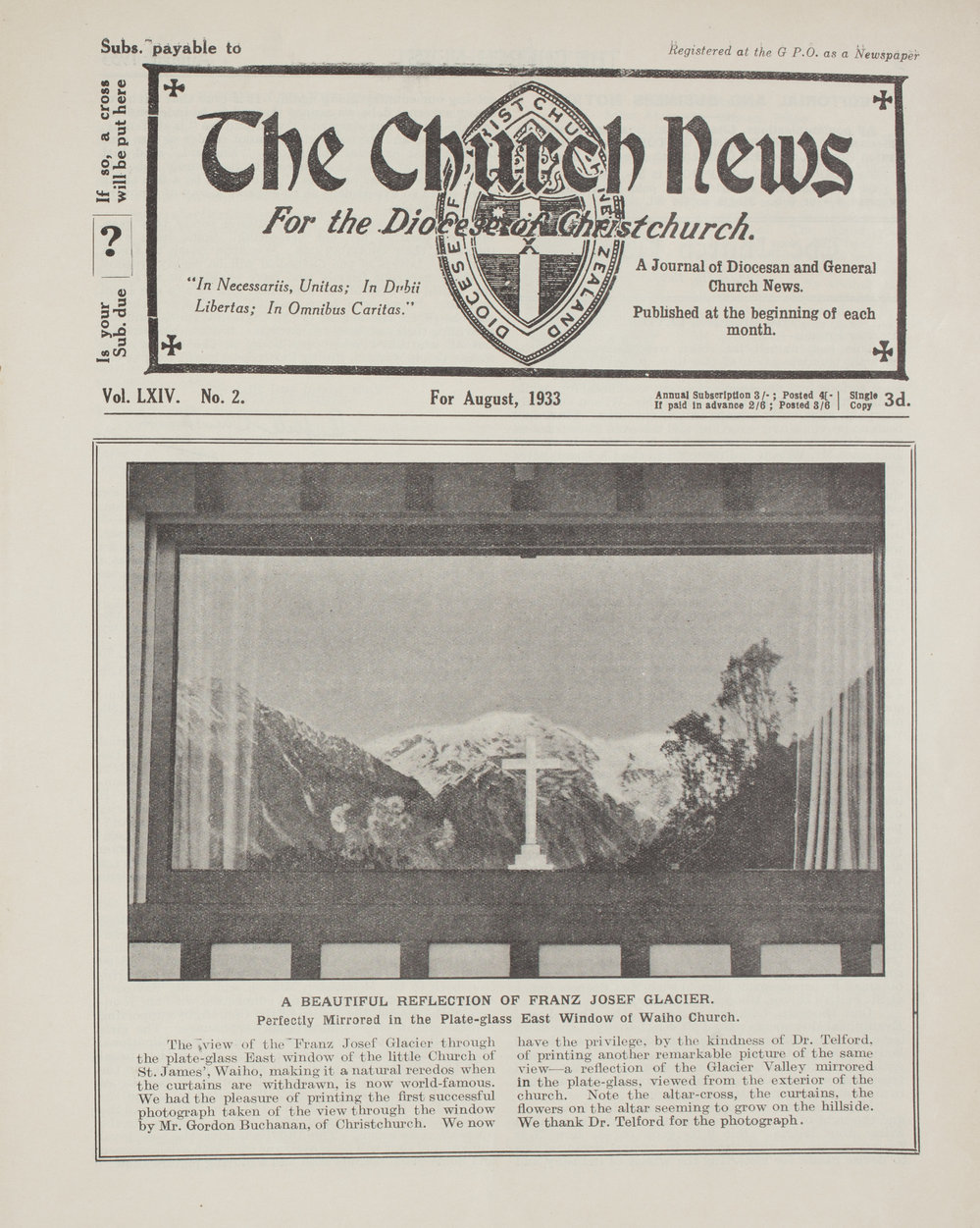 The Church News: Issue 2, August 1933