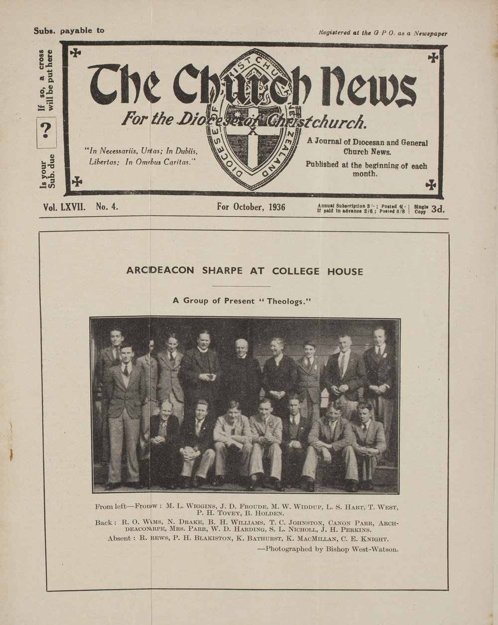 The Church News: Issue 4, October 1936