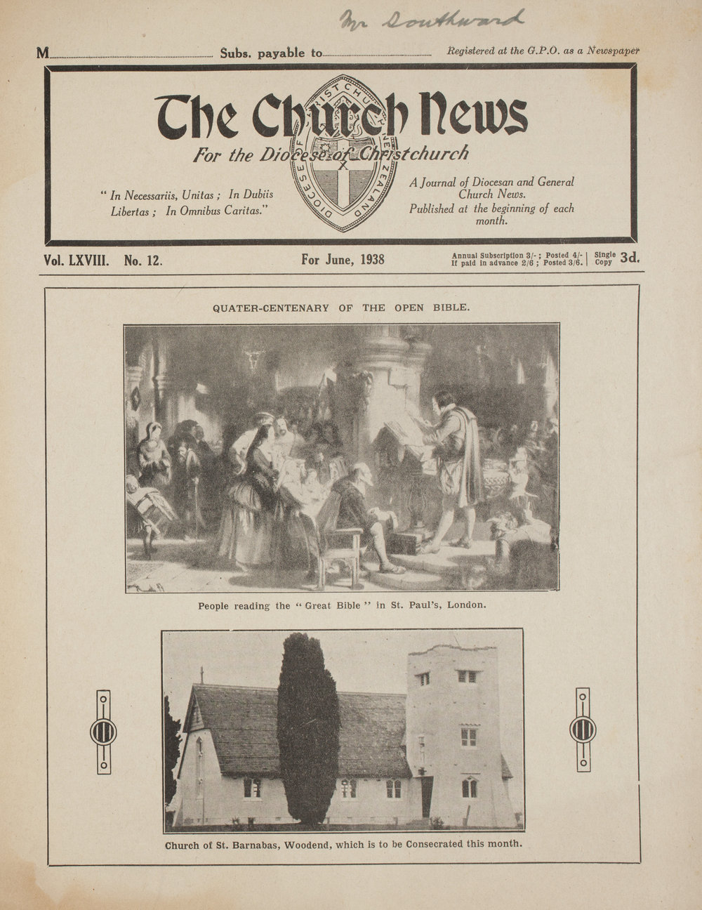 The Church News: Issue 12, June 1938