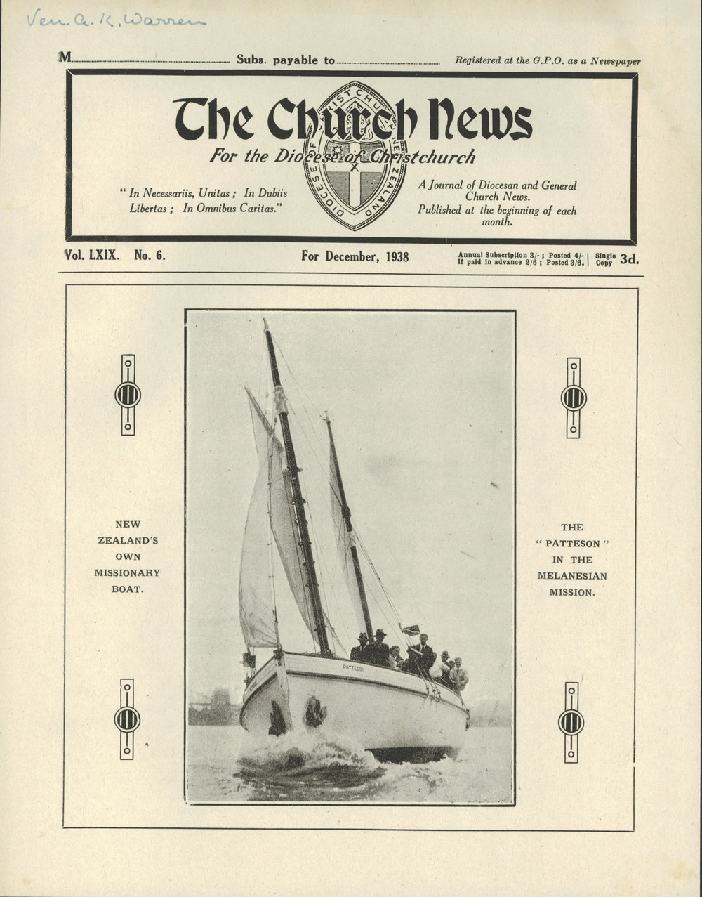 The Church News: Issue 6, December 1938