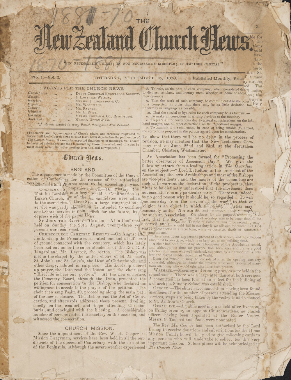 The Church News: Issue 1, September 1870