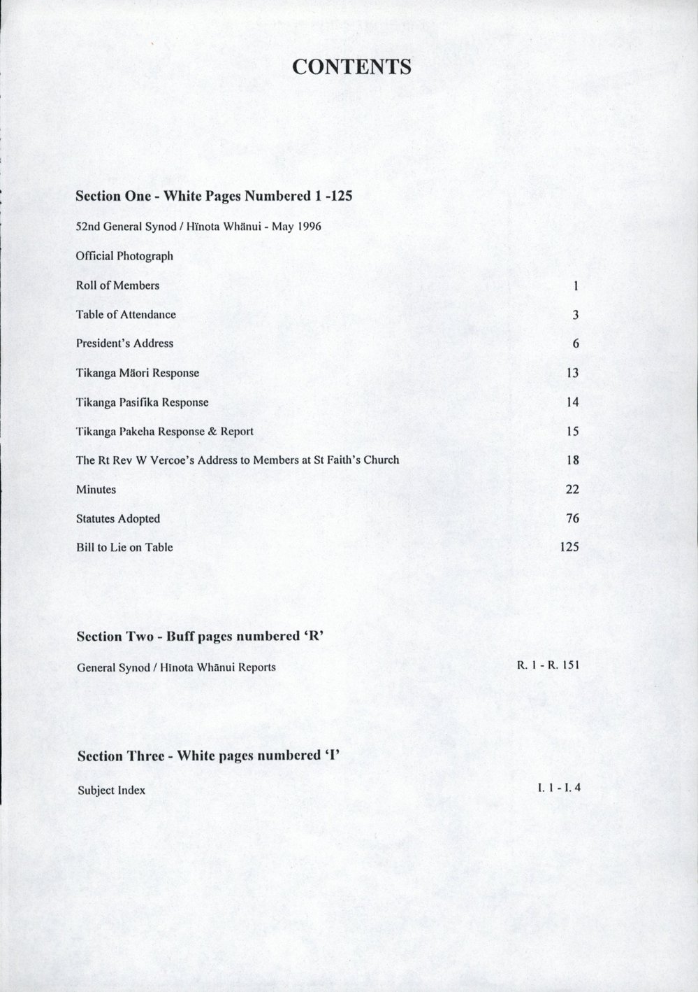 Proceedings of the General Synod: 52nd General Synod, 1996