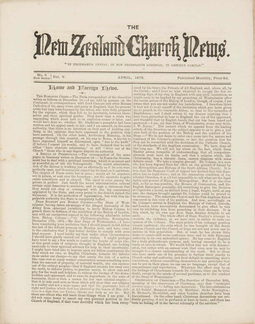 The New Zealand Church News Issue 6, June 1875