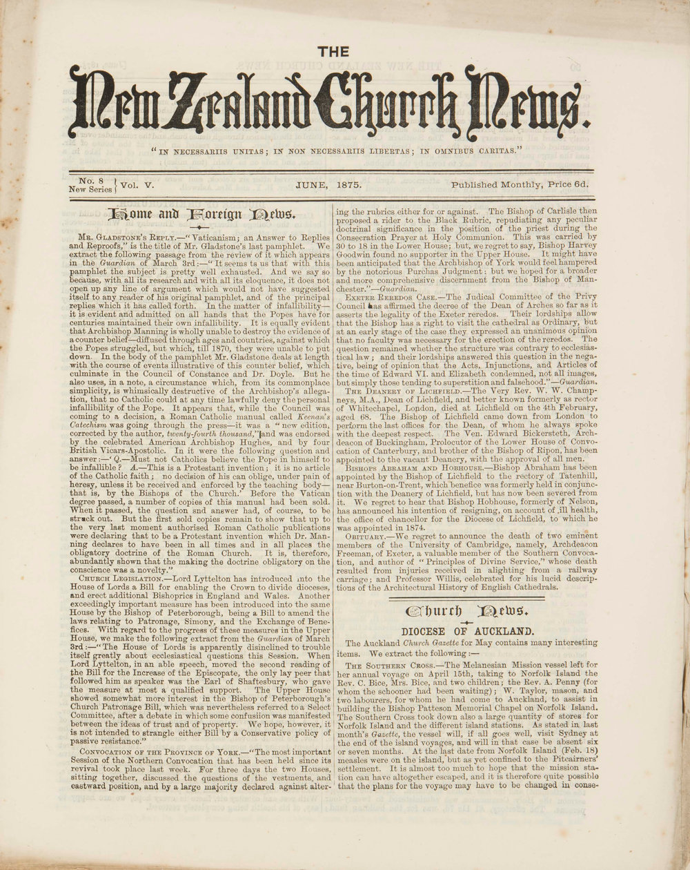 The New Zealand Church News Issue 8, June 1875