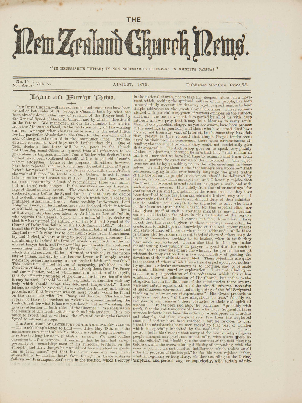 The New Zealand Church News Issue 10, August 1875