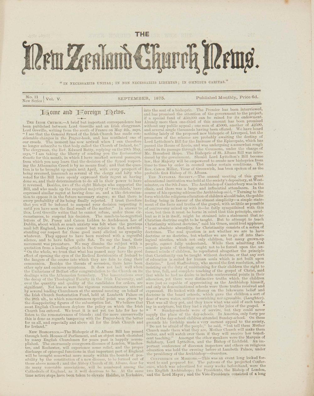 The New Zealand Church News Issue 11, September 1875