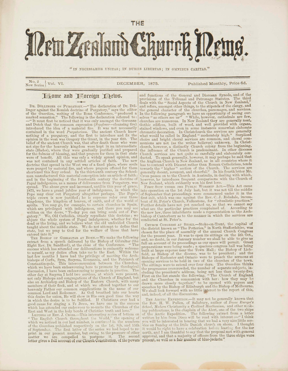 The New Zealand Church News Issue 2, December 1875