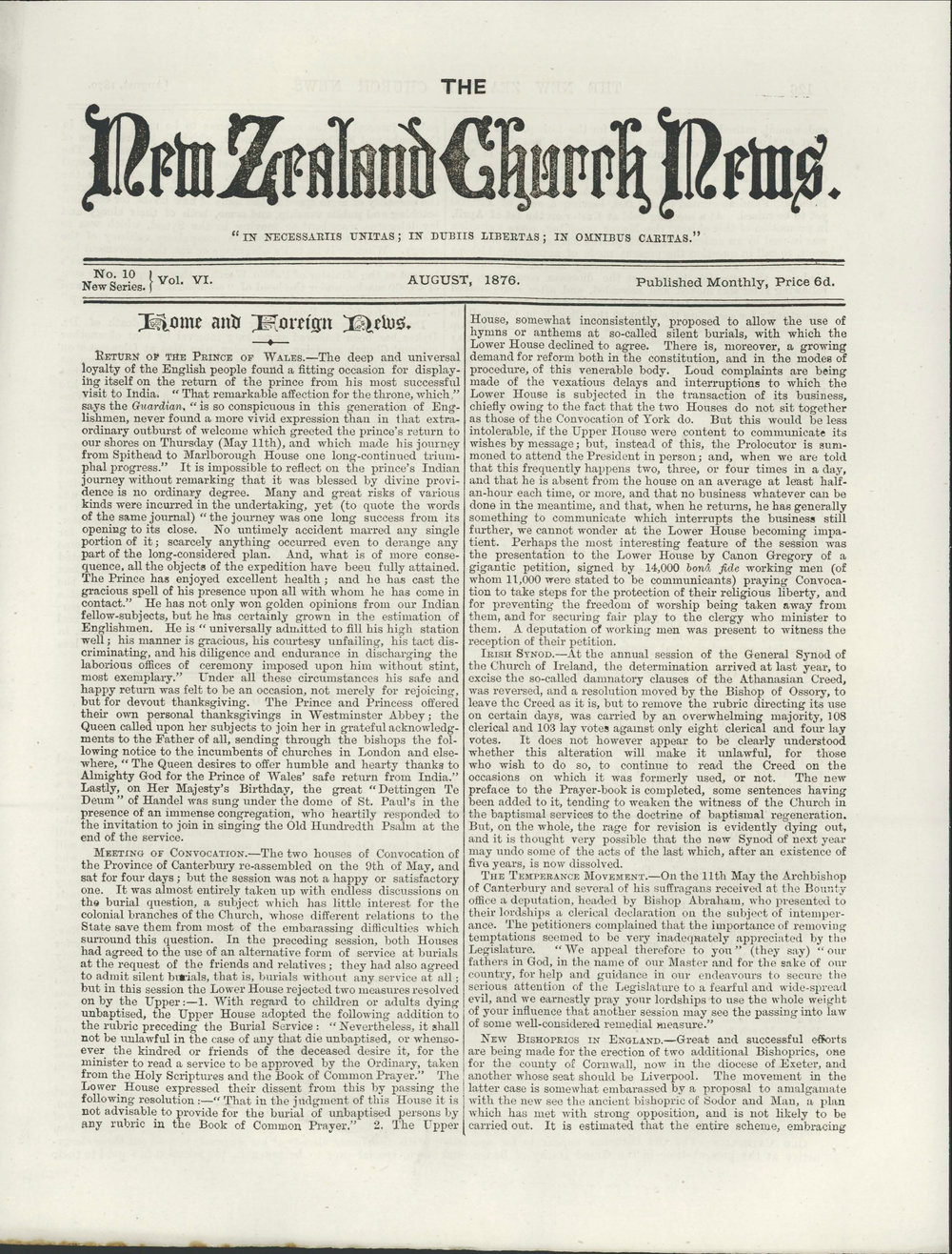 The New Zealand Church News: Issue 10, August 1876