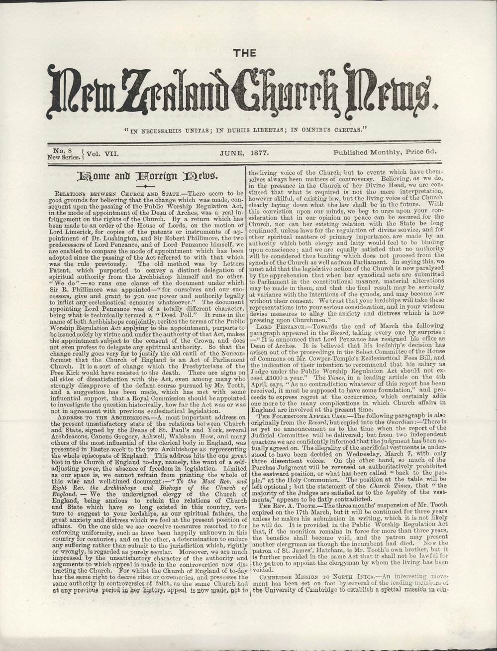 The New Zealand Church News: Issue 8, June 1877